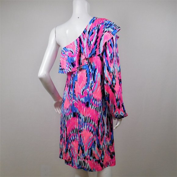 Lilly Pulitzer Amante Silk Jersey One Sleeve Dress XL (83125) - Picture 4 of 6